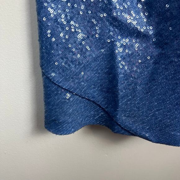 J. Crew Collection Limited Edition Alicia Sequin Racerback Slip Dress Blue Sz 10 - Picture 12 of 13
